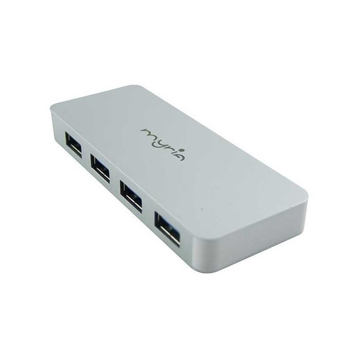 Hub USB MYRIA MY8022, 4 portuti, USB 3.0, argintiu
