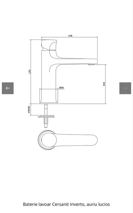 Baterie lavoar baie Cersanit Inverto - auriu - noua