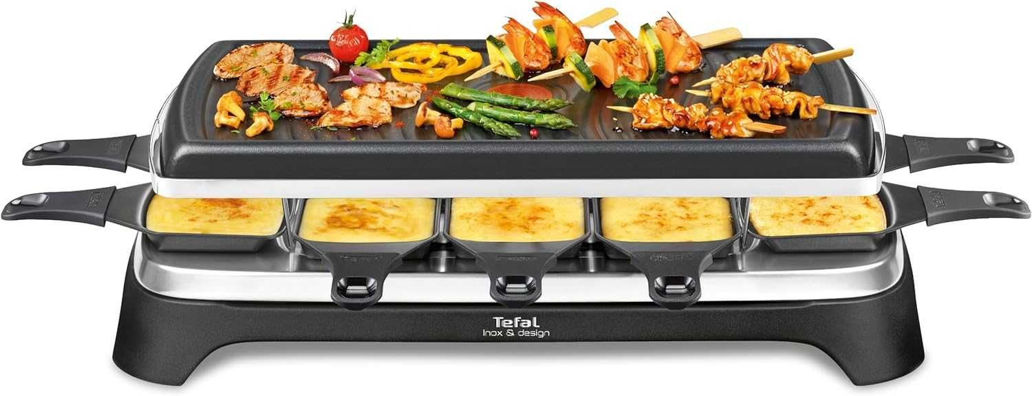 Раклет грил Tefal RE4588, за 10 души, незалепващо покритие, 1350W