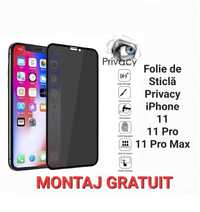 Folie Sticla Privacy Full iPhone 11 12 13 14 / Pro Pro Max / Plus