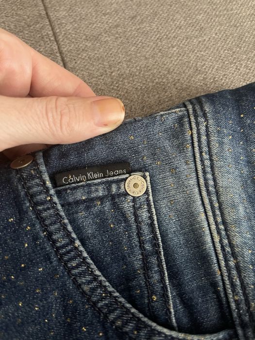 Blugi dama CK cu sclipici mic auriu skinny fit