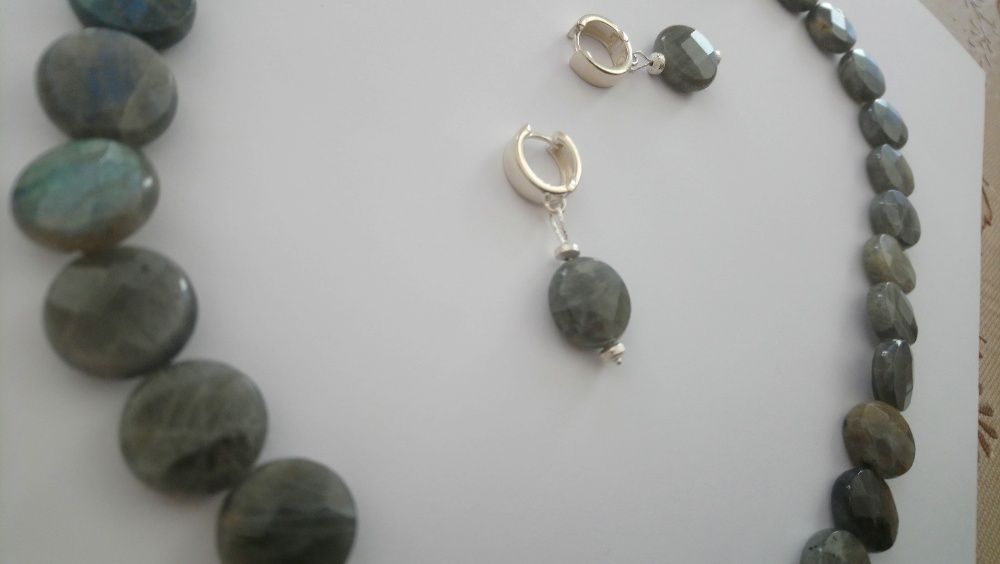 Комплект бижута от лабрадорит (полускъпоценен камък) и сребро
