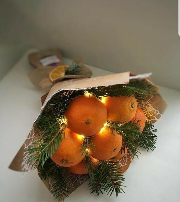 Букеты из мандаринов-оригинальный и вкусный подарок