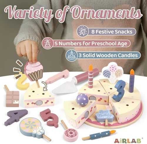 Нова Детска дървена торта аксесоари креативна играчка 3+ деца подарък
