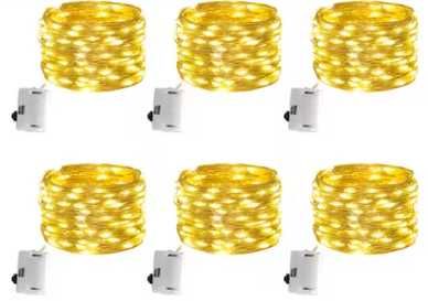 LED лампички 2 м с включени батерии – топло жълти с 3 режима декорация