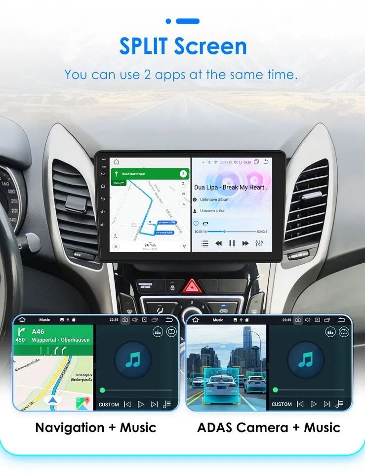 Navigatie Android Hyundai Elantra i30 GT WiFi internet Waze YouTube