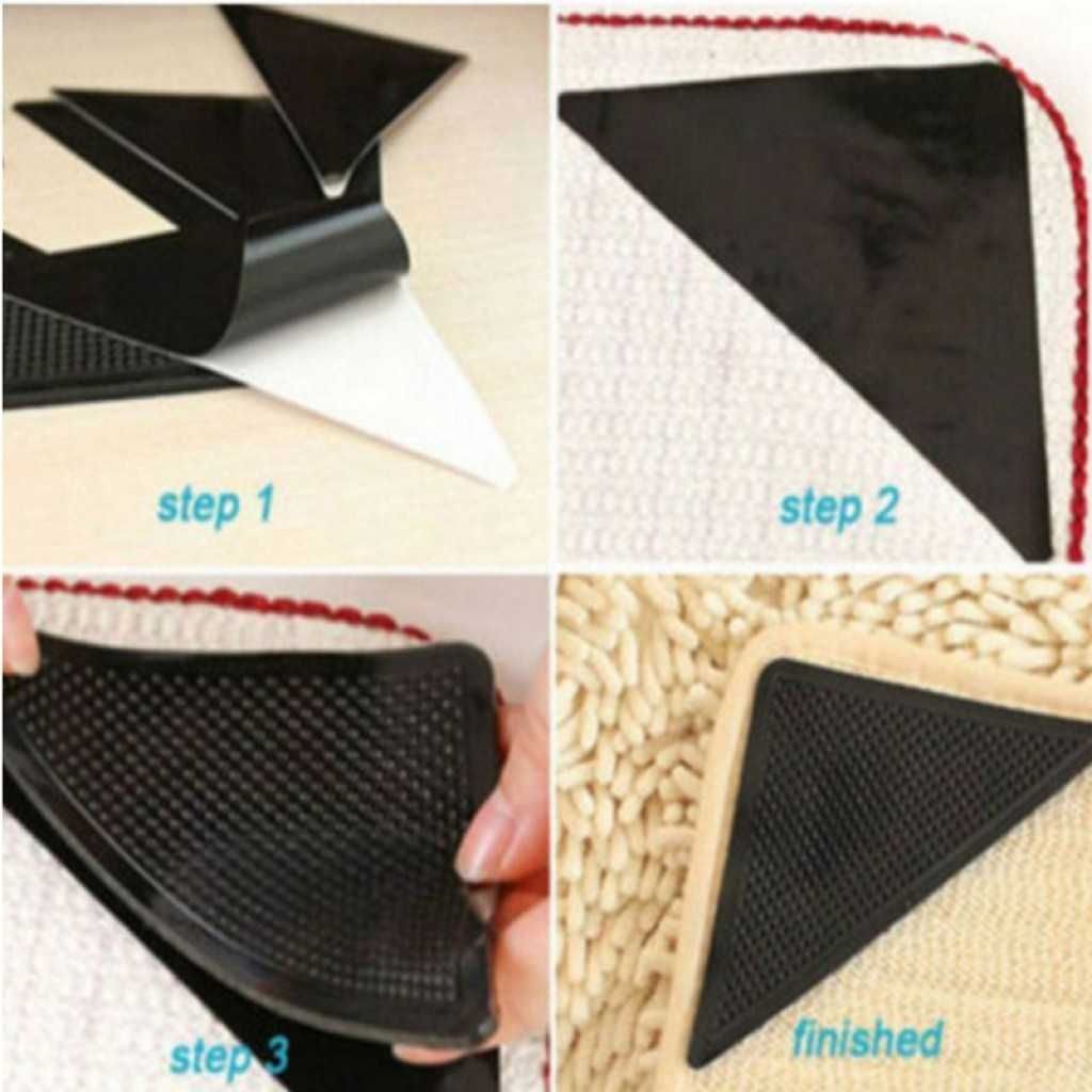 Антиплъзгащи силиконови подложки за килими Ruggies / Комплект от 4 бр
