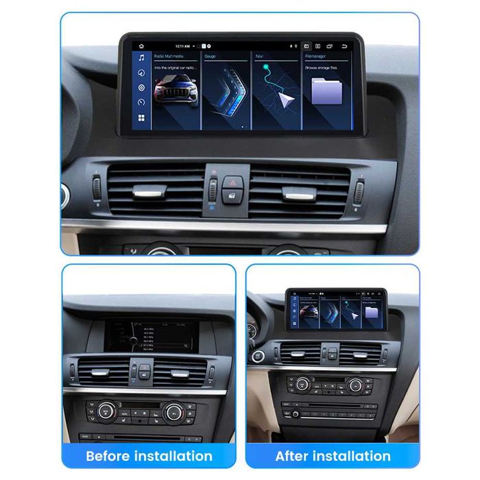 Navigatie Bmw X3 X4 F25 F26 4/8 GB RAM Android 14 Carplay SIM + Camera