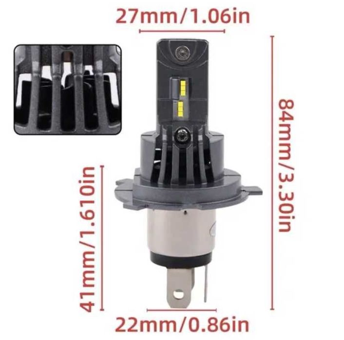 H4 LED крушки за джипове и коли 180W LED Крушки H4 за директен монтаж