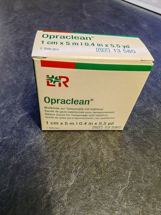 OPRACLEAN Bandaj de tifon pentru tampon cu Iodoform 1 cmx5 m