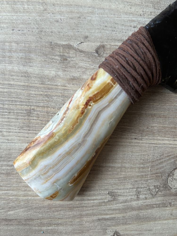 Handmade обсидиан нож с оникс