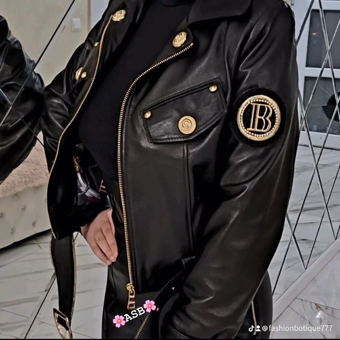 Geaca Balmain din piele naturala