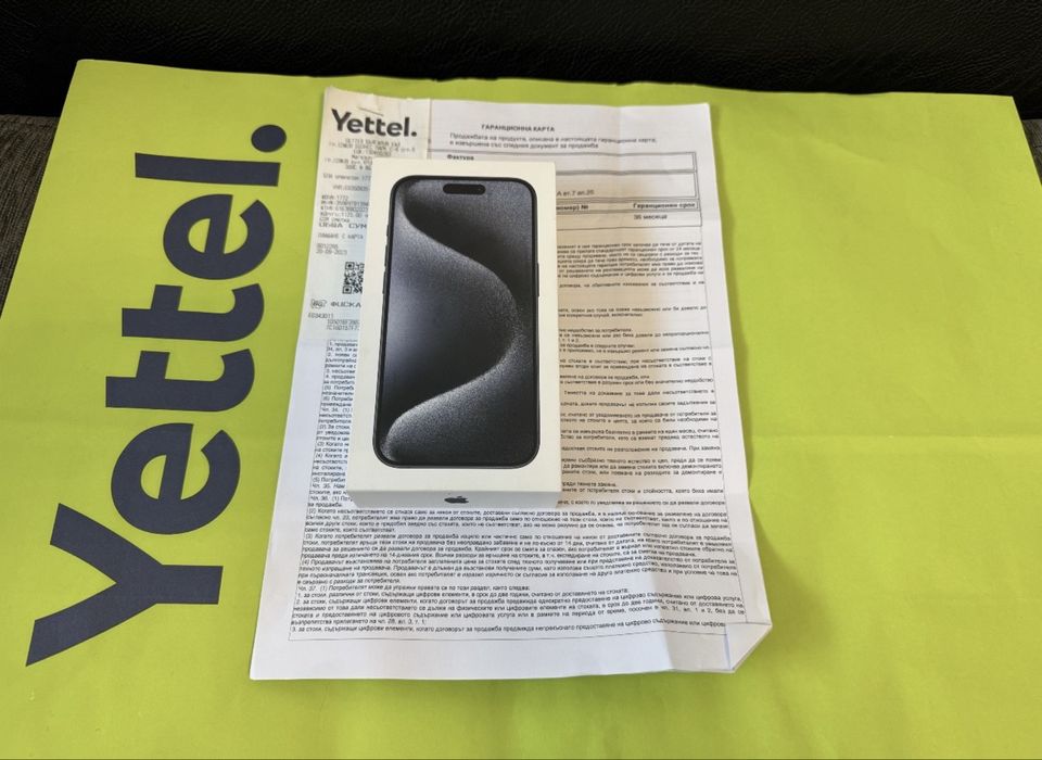 КАТО НОВ 256GB iPhone 15 Pro Yettel Гаранция 2026 Titanium Blue