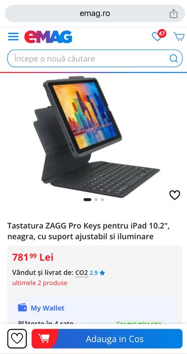 Tastatura + husa  ZAGG Pro Keys pentru iPad 10.2", neagra