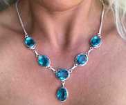 Lant Argint 925 Vintage cu Pietre Semipretioase Topaz