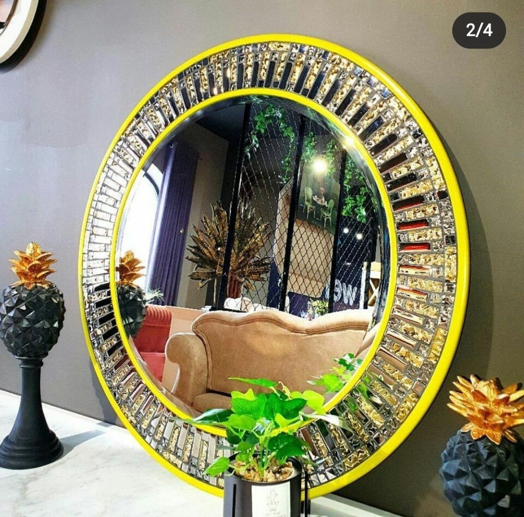 Зеркало круглое ручной работы майолика