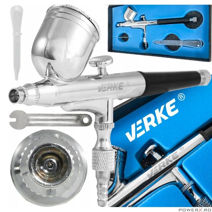 Pistol de vopsit, aerograf cu reglaj dublu, duza 0.33mm, rezervor 7