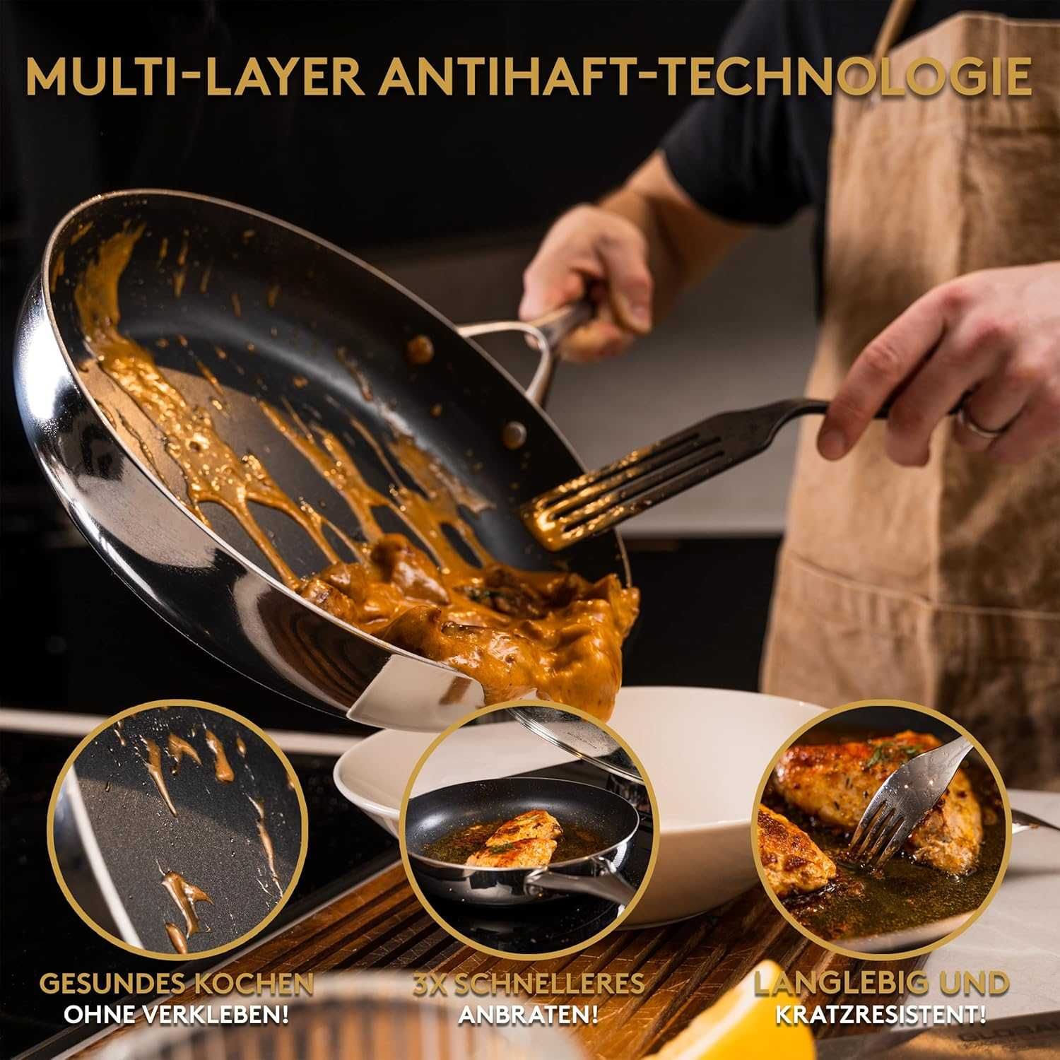 Тиган с капак HAUSLUND® Frying Pan 28 cm Non-Stick Coating,Нов