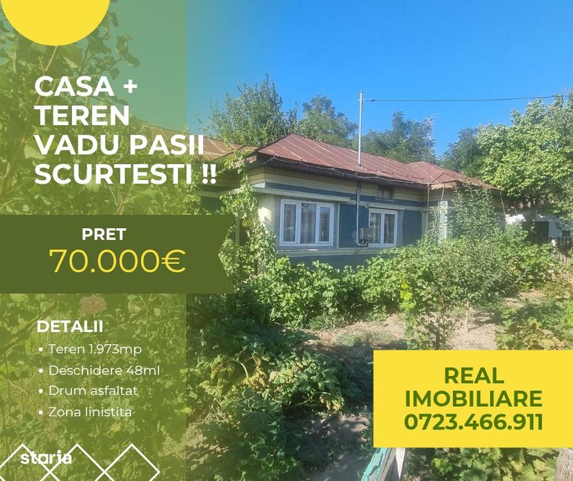 Casa + teren 1.973 mp V. Pasii Scurtesti !
