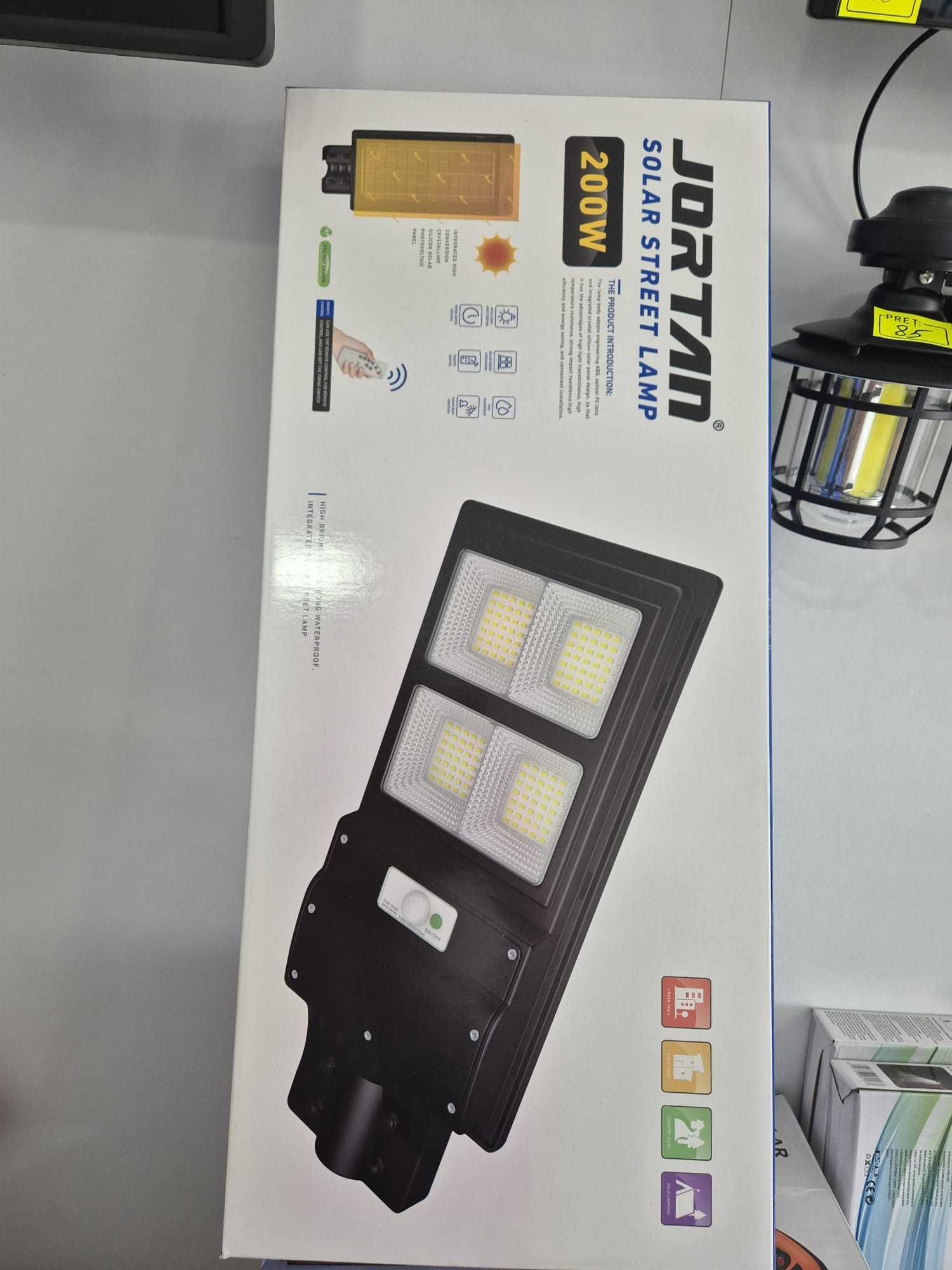 Lampa Solara Jortan,LED, 200W ,telecomanda + suport metalic inclus