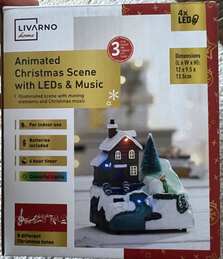 Scenă muzical de Crăciun, cu iluminare LED si elemente rotative