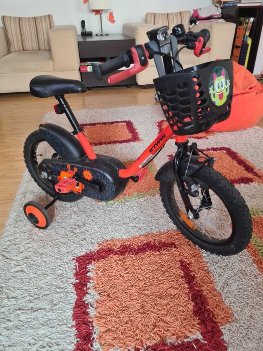 Bicicleta copii BTWIN 14"" 3-5 ani+cos