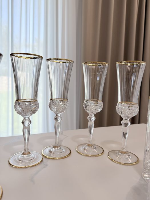 Set de 22 pahare Royar Crystal Rock, Cristal Italian, cu aurire