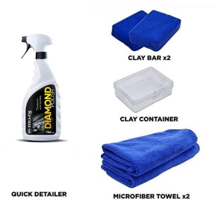 комплект за почистване с клей/глинени барове - zollex clay bar