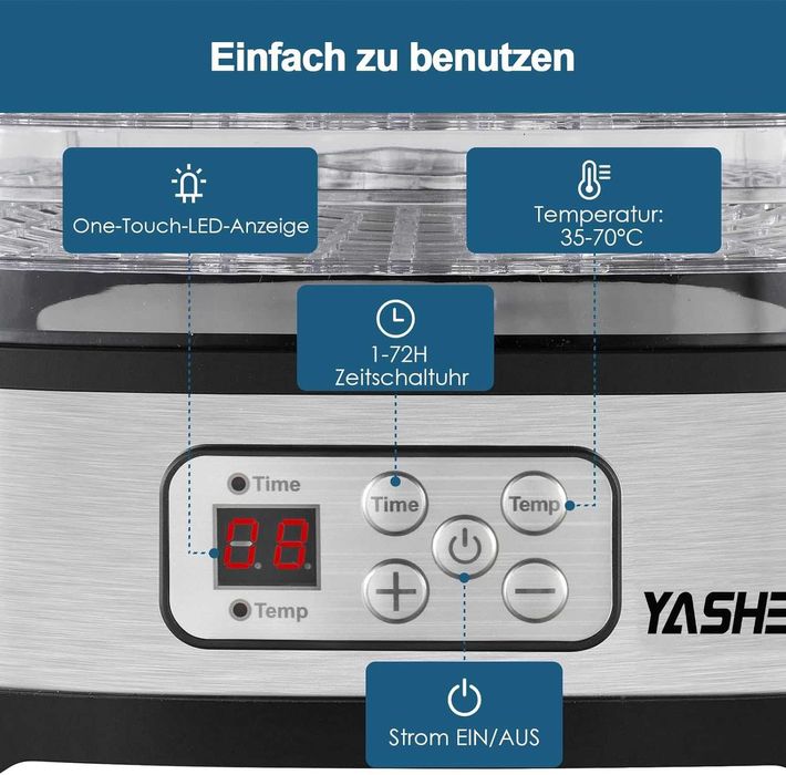 Дехидратор за зеленчуци/плодове Yashe GGJ-261A на 5 нива 240W 35-70°C