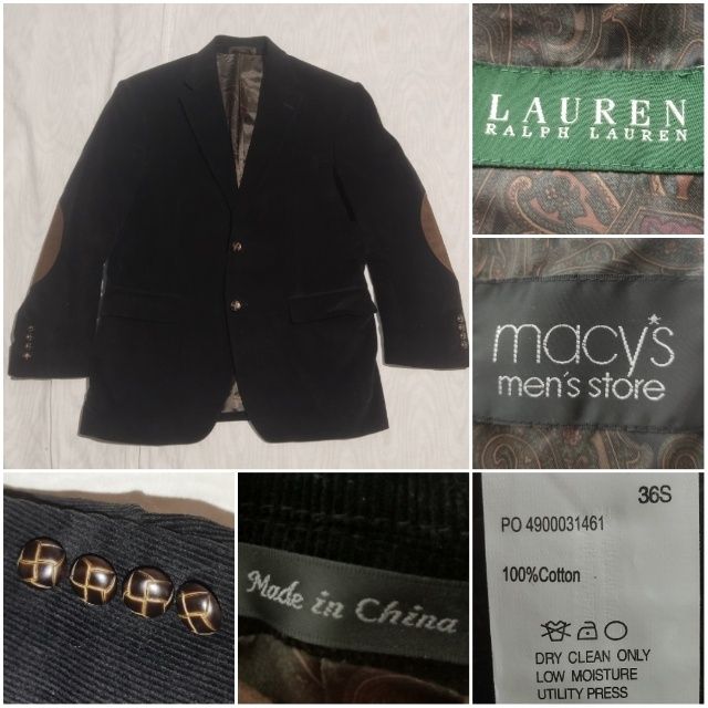 Sacou Ralph Lauren mărime S bărbat material velura raiat 100% bumbac