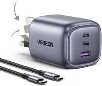 UGREEN 65W USB C зарядно с USB C кабел Сгъваем 3-портов GaN, PPS/PD3.0