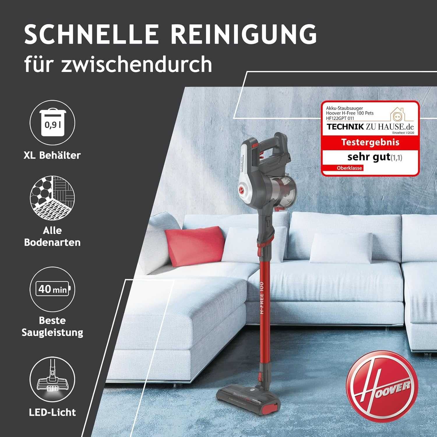 Безкабелна прахосмукачка HOOVER H-FREE 100 PETS, 2 в 1
