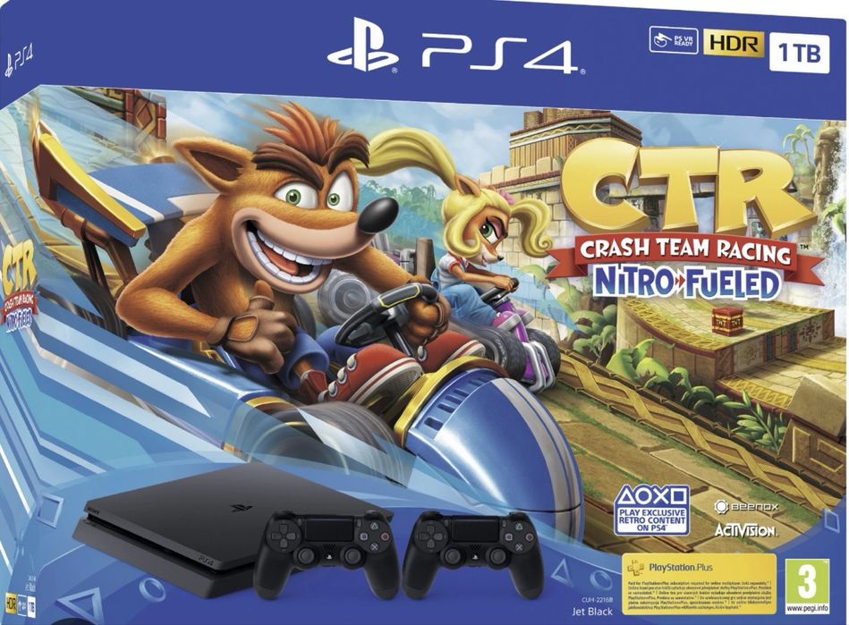 Playstation 4 slim с 1 тв и два джойстика и 16 игри