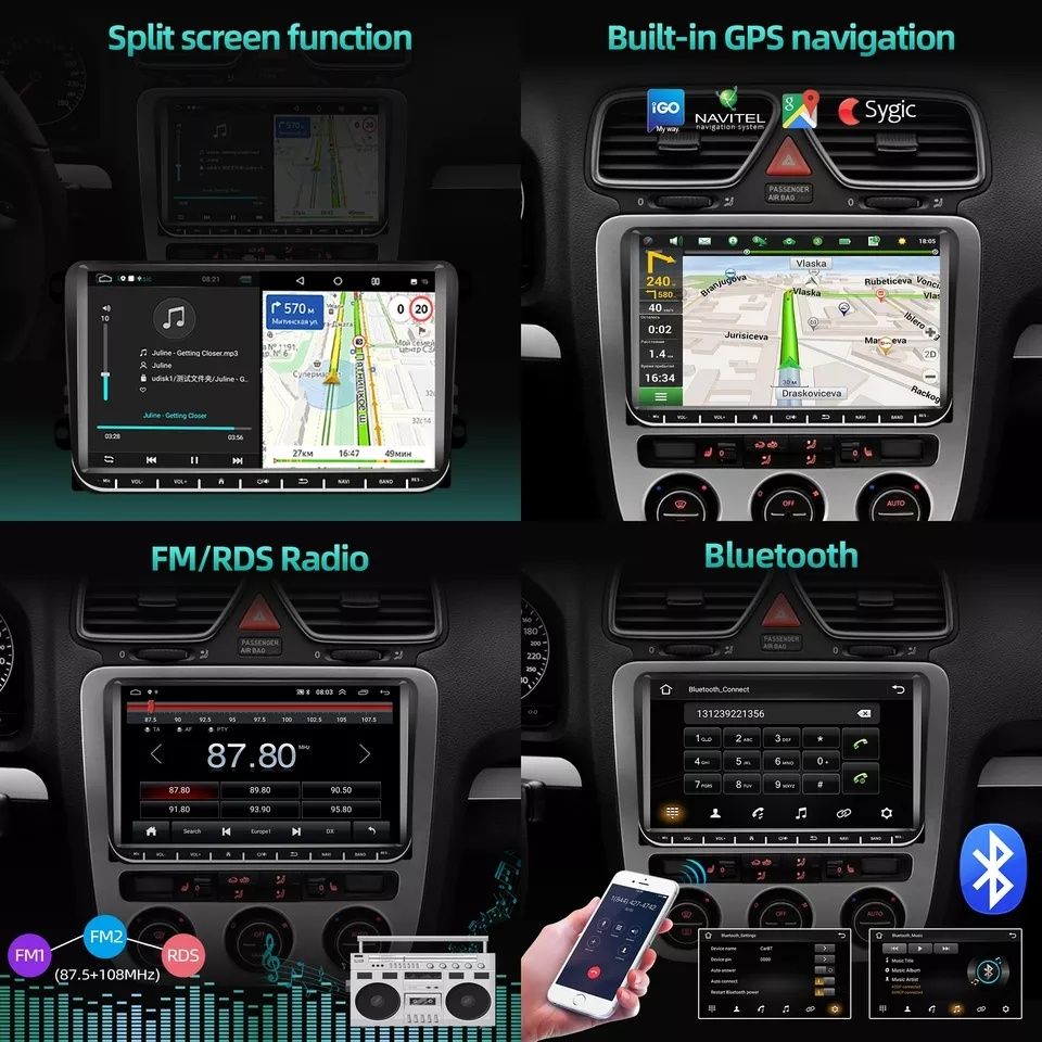 Navigatie android, 2GB ram, golf 5,6, passat, polo, skoda, seat