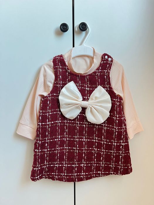 Червена коледна рокля 9-12м