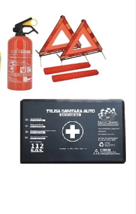 Kit Trusa medicala auto, stingător, 2 triunghiuri