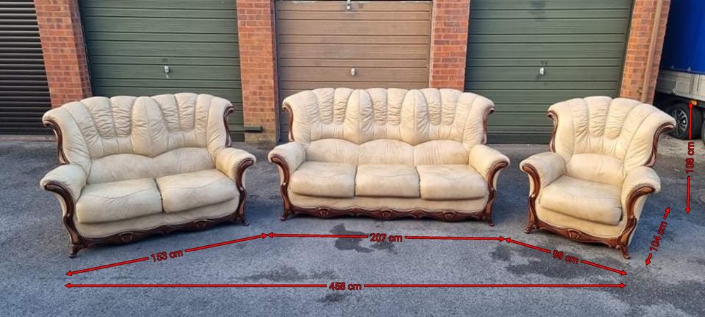 Canapea 3+2+1 piele crem-inchis  Lux