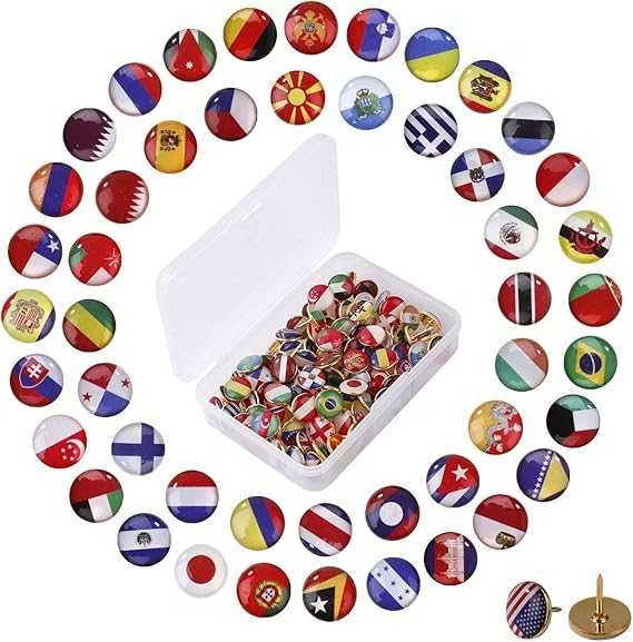 Знамена за карта на света за стена Flag pins