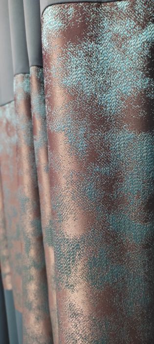 Завеси от качествен блекаут цвят туркоаз декориран с жакард