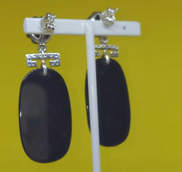 Cercei argint cu onix sculptat și zirconia – 13 g