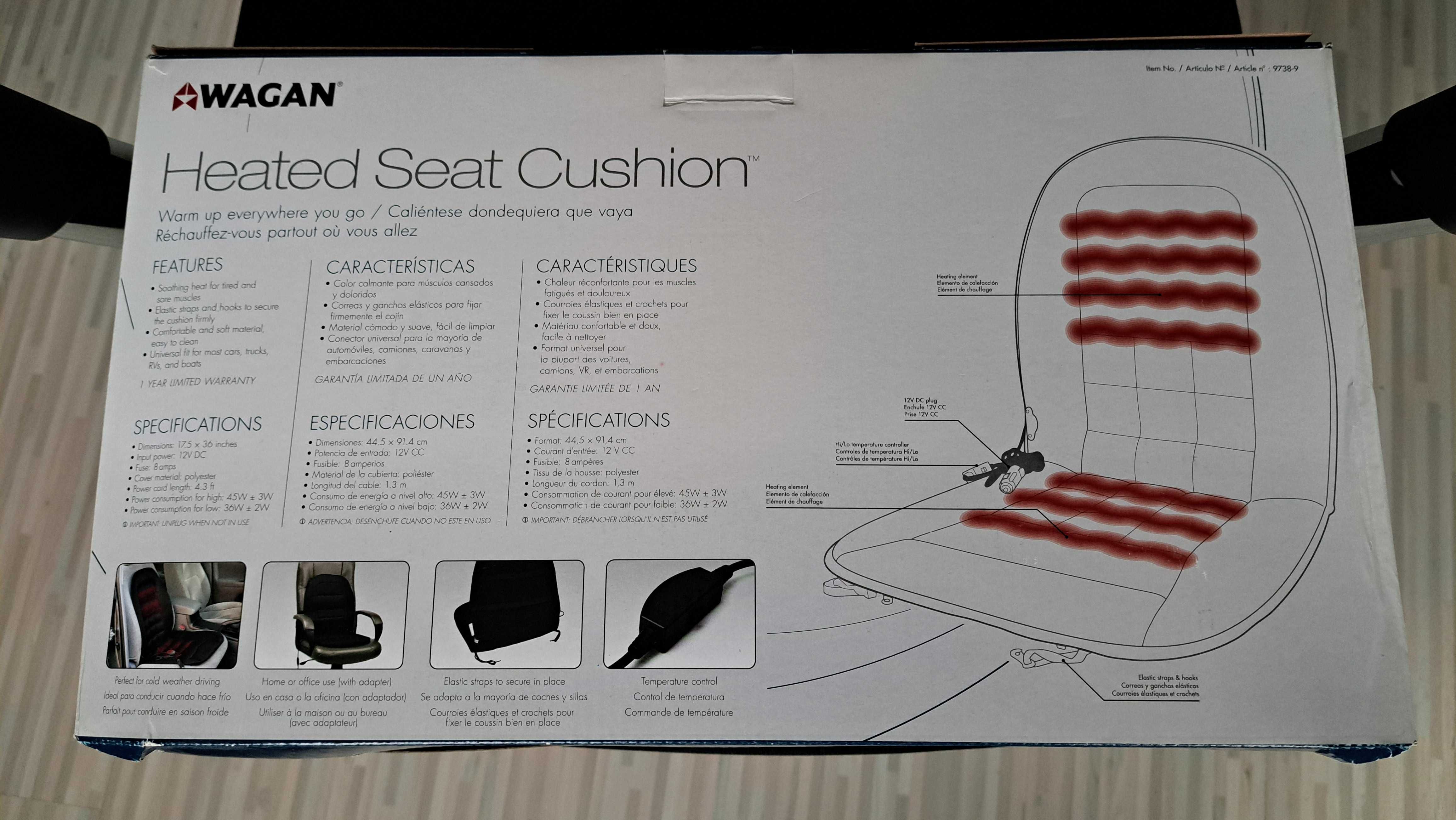 Подгряваща подложка за седалка WAGAN (висок клас; неизползван подарък)