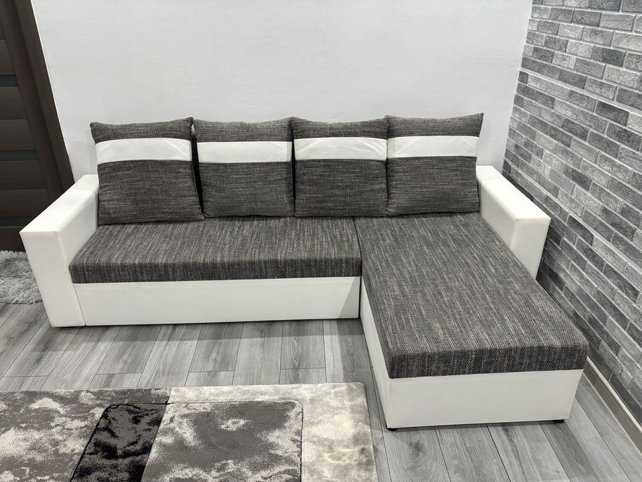 Canapea tip coltar extensibila cu depozitare