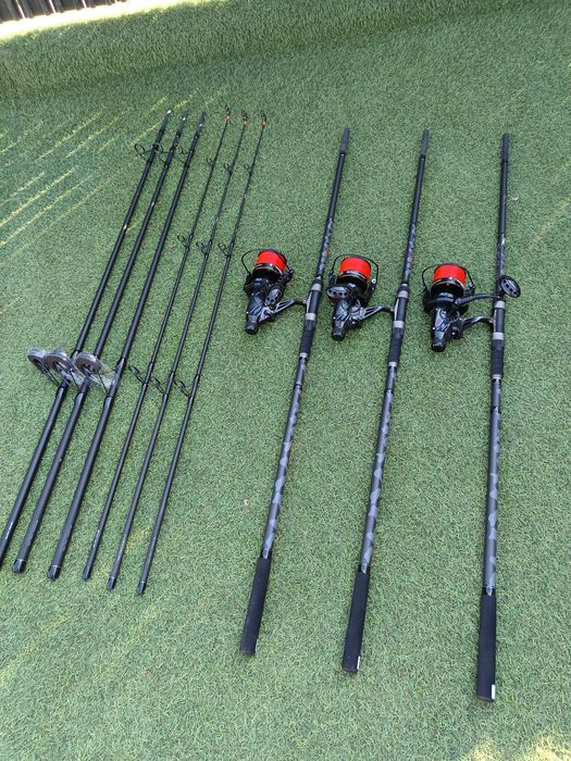 SET 3 Lansete Diamant alb Tactics 3.90m 5LBS 3 segmente + 3 Mulinete