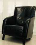 Mid century fotoliu piele+ otomam taburet