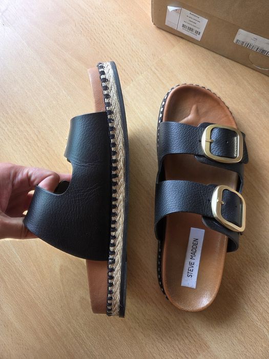 Papuci piele naturala cu catarama Steve Madden, nr 40