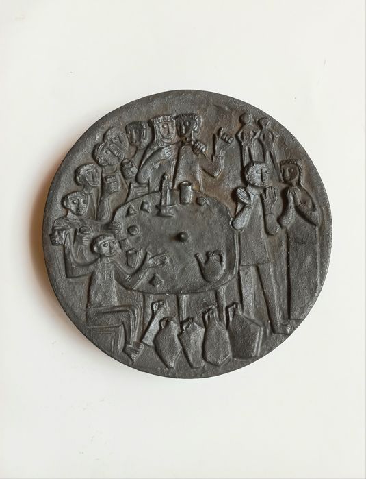 Sfeșnic motiv sacru, Egino, Nunta la Cana Galilei, bronz