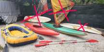 2 caiace, 2 placi windsurf si vele, barca gonflabila, import Germania