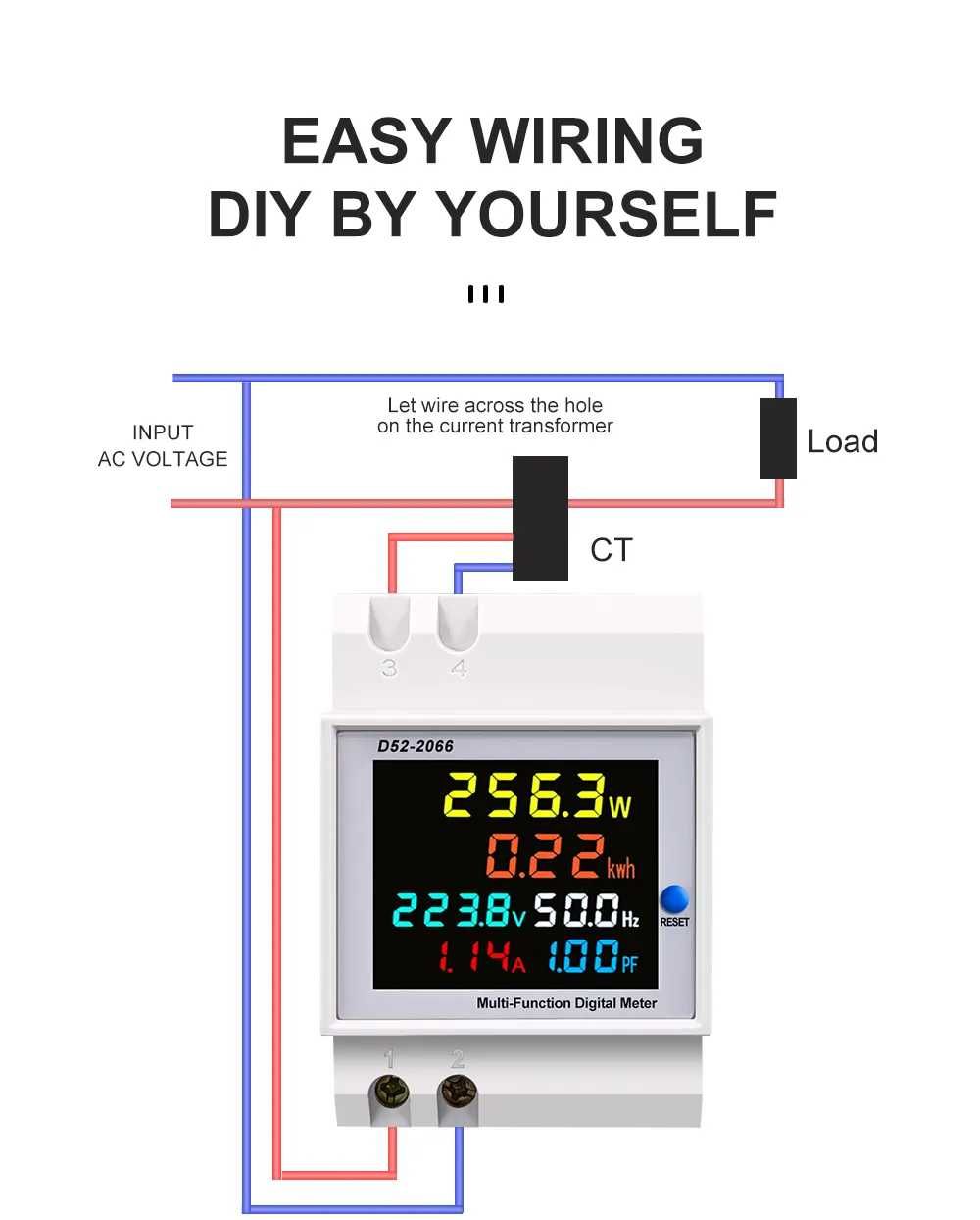 100A 6в1 AC монитор 40-300V / 250-450V за DIN шина