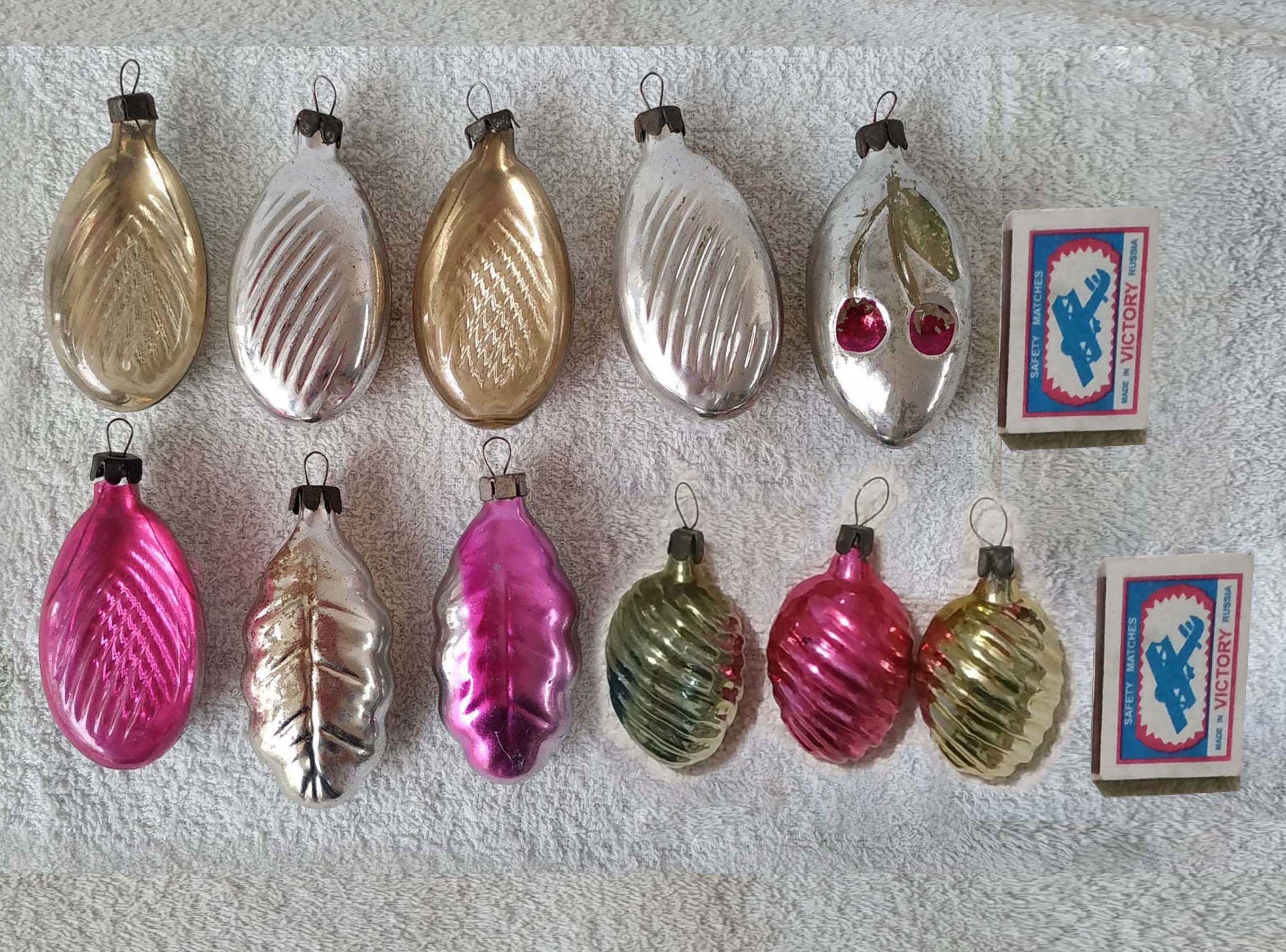 Новогодние ёлочные игрушки. Советские. Стеклянные.