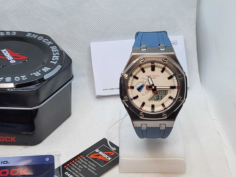 Ceas Sport Casio G-Shock RoyalOak Bleu-Alb – Nou, Garanție 2 Ani